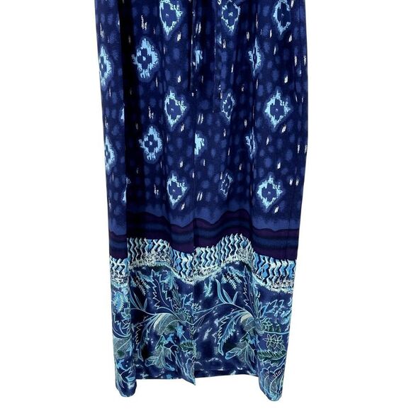 Vintage Studio C Ikat Long Shift Column Dress Blue Womens Size 10 Tie Back - Picture 7 of 12